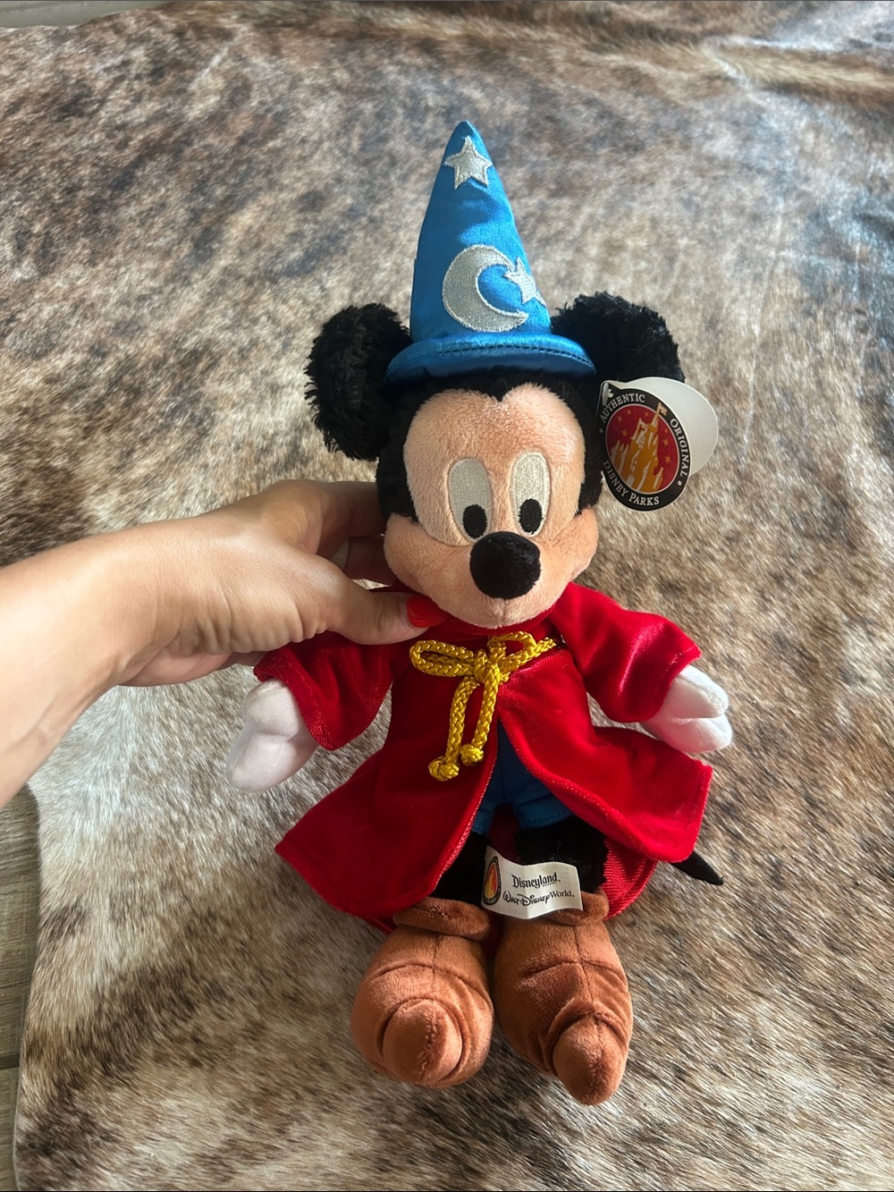 Disney Sorcerer Mickey Plush - Blue Hat, Red Robe - Authentic